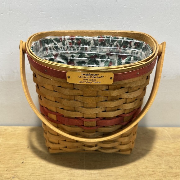 Longaberger Other - Vintage Longaberger Glad Tidings Basket 1998 Christmas Collection Liner Holly